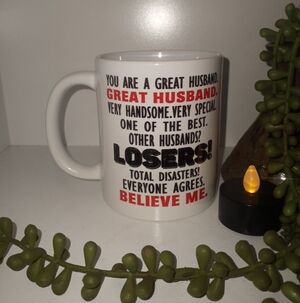 White Novelty 'Great Husband' Ceramic Coffee Mug